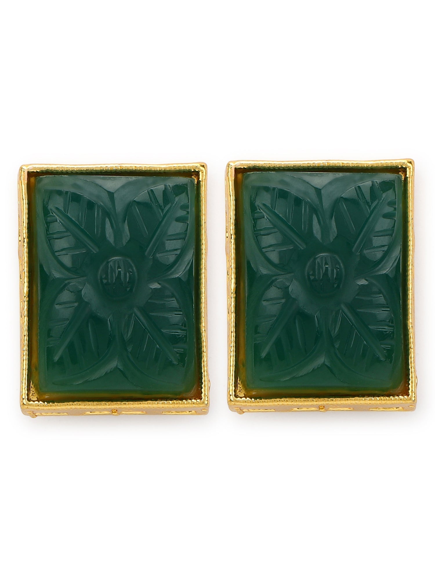 Green Square Studs Earrings - Ruby Raang | Grocsy