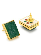 Green Square Studs Earrings - Ruby Raang | Grocsy
