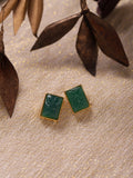 Green Square Studs Earrings - Ruby Raang | Grocsy