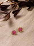 Women's Pink Circular Studs Earrings - Ruby Raang | Grocsy