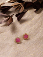 Women's Pink Circular Studs Earrings - Ruby Raang | Grocsy