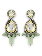 Green White Teardrop Shaped Drop Earrings - Ruby Raang | Grocsy