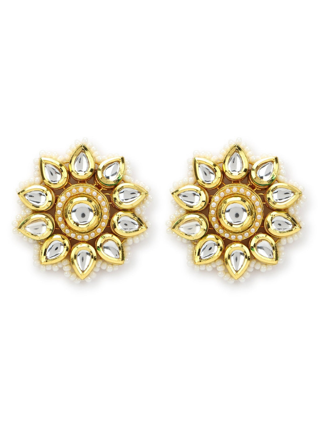 Gold-Toned Circular Studs Earrings - Ruby Raang