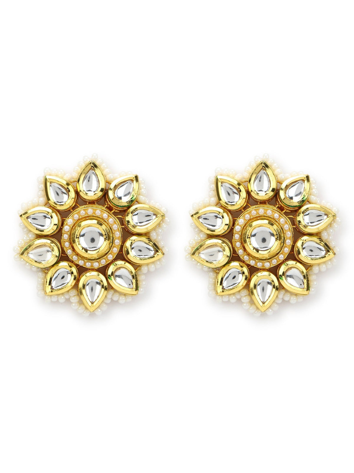 Gold-Toned Circular Studs Earrings - Ruby Raang