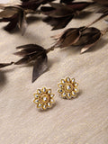 Gold-Toned Circular Studs Earrings - Ruby Raang