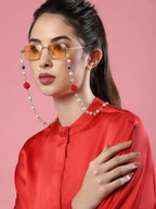 White Embellsihed Mask Chain - Ruby Raang | Grocsy