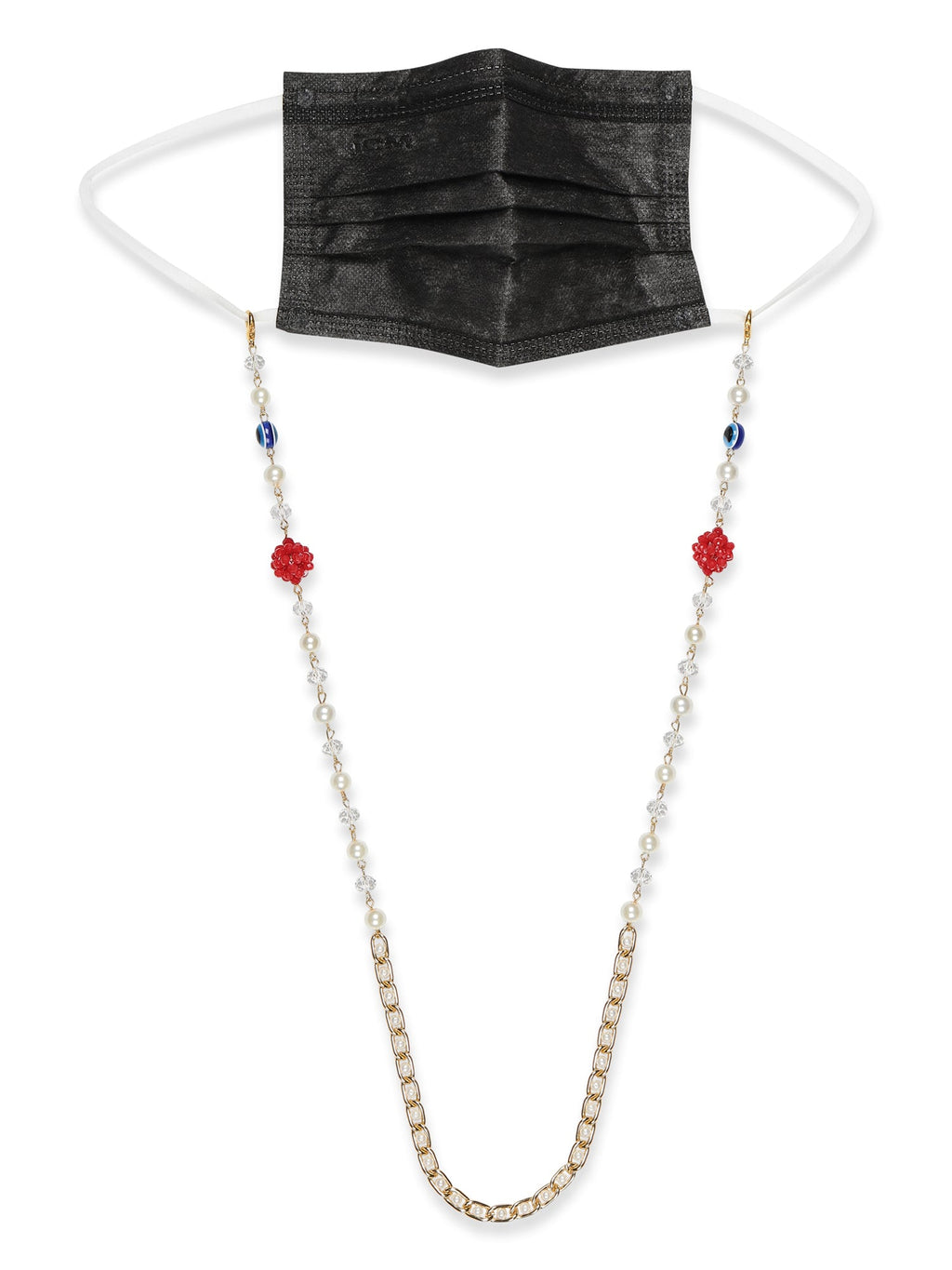 White Embellsihed Mask Chain - Ruby Raang | Grocsy