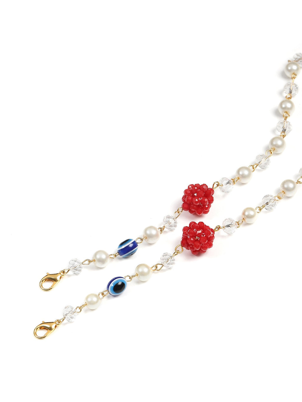 White Embellsihed Mask Chain - Ruby Raang | Grocsy