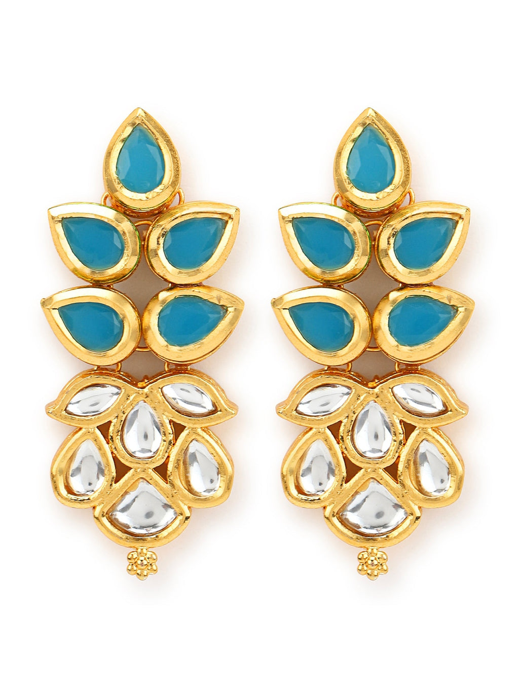 Gold-Toned Leaf Shaped Studs Earrings - Ruby Raang