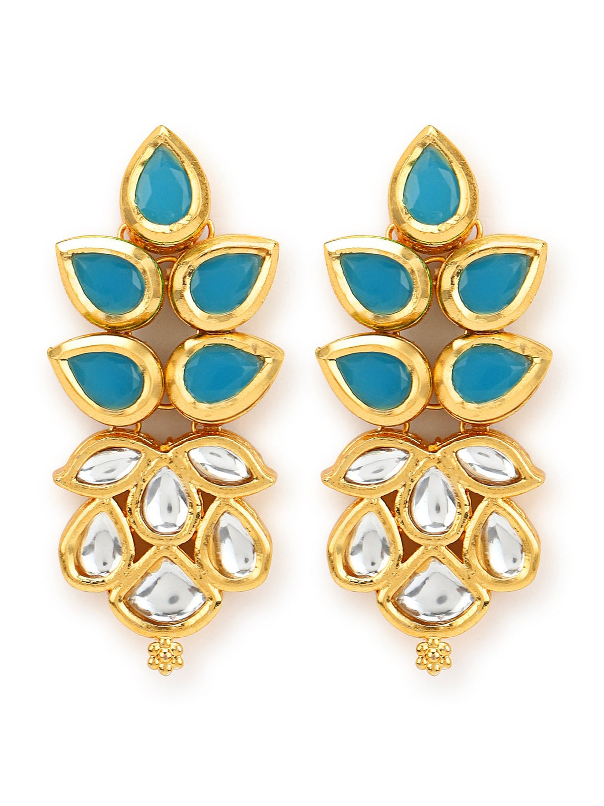 Gold-Toned Leaf Shaped Studs Earrings - Ruby Raang
