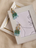 Gold-Polished Turquoise Blue Kundan Studded Classic Drop Earrings - Ruby Raang | Grocsy