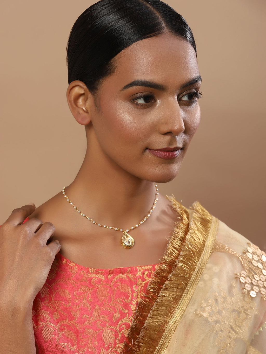 Women's Gold-Polished Chain Necklace - Ruby Raang | Grocsy