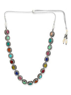 Multicoloured Brass Silver-Plated Handcrafted Necklace - Ruby Raang | Grocsy