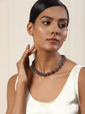 Silver-Plated Pink Kundan Studded Chain - Ruby Raang | Grocsy