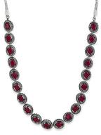 Silver-Plated Pink Kundan Studded Chain - Ruby Raang | Grocsy