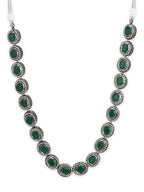 Green Silver-Toned Brass Silver-Plated Necklace - Ruby Raang | Grocsy