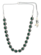 Green Silver-Toned Brass Silver-Plated Necklace - Ruby Raang | Grocsy