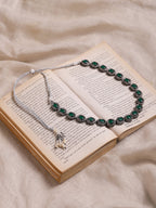 Green Silver-Toned Brass Silver-Plated Necklace - Ruby Raang | Grocsy