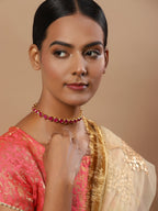 Pink Brass Gold-Polished Necklace - Ruby Raang | Grocsy