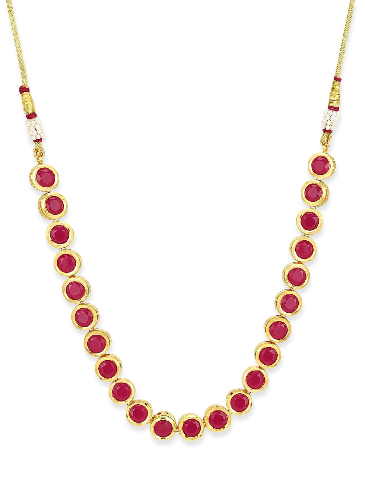 Pink Brass Gold-Polished Necklace - Ruby Raang | Grocsy