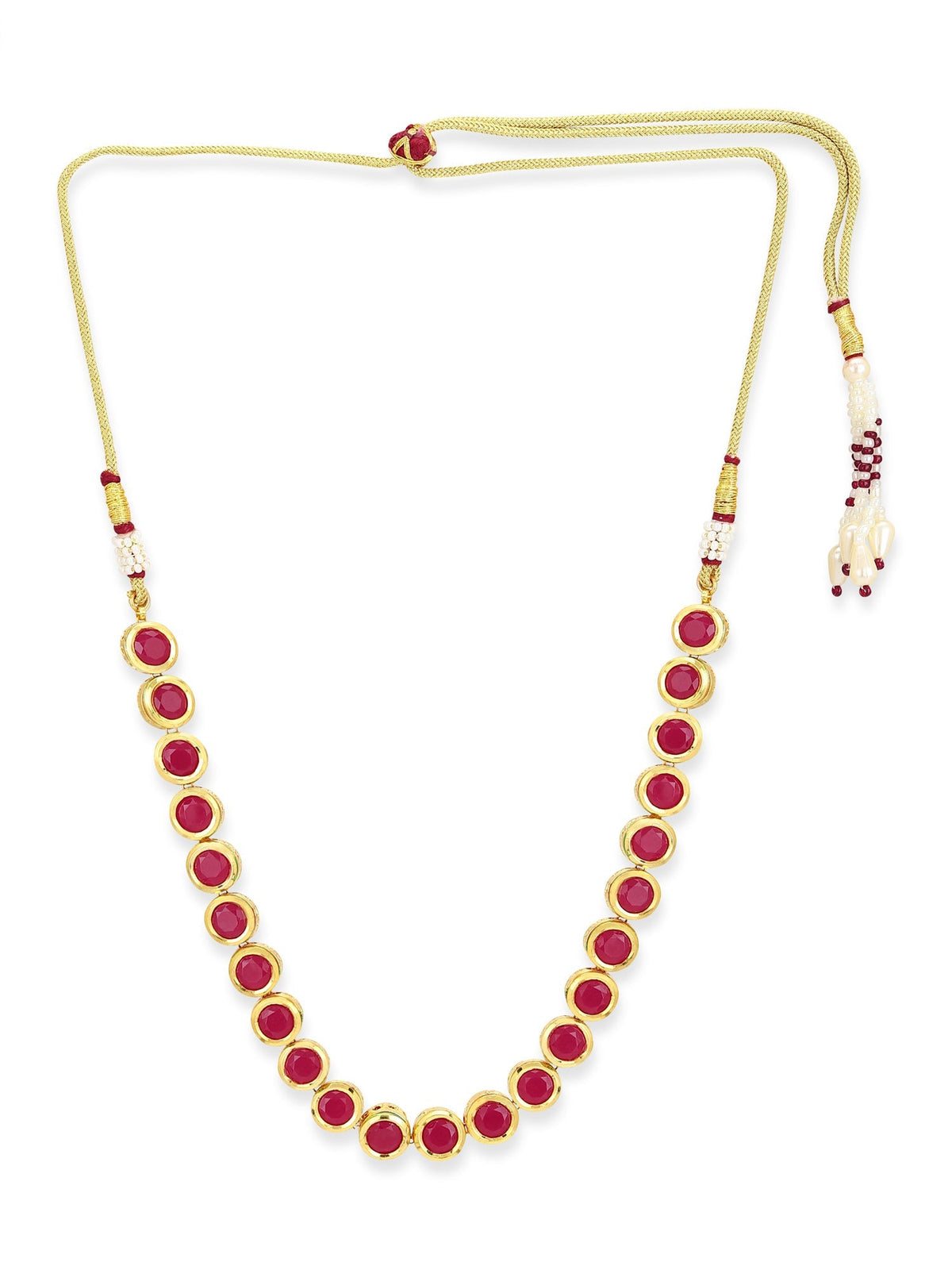Pink Brass Gold-Polished Necklace - Ruby Raang | Grocsy