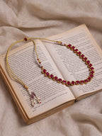 Pink Brass Gold-Polished Necklace - Ruby Raang | Grocsy