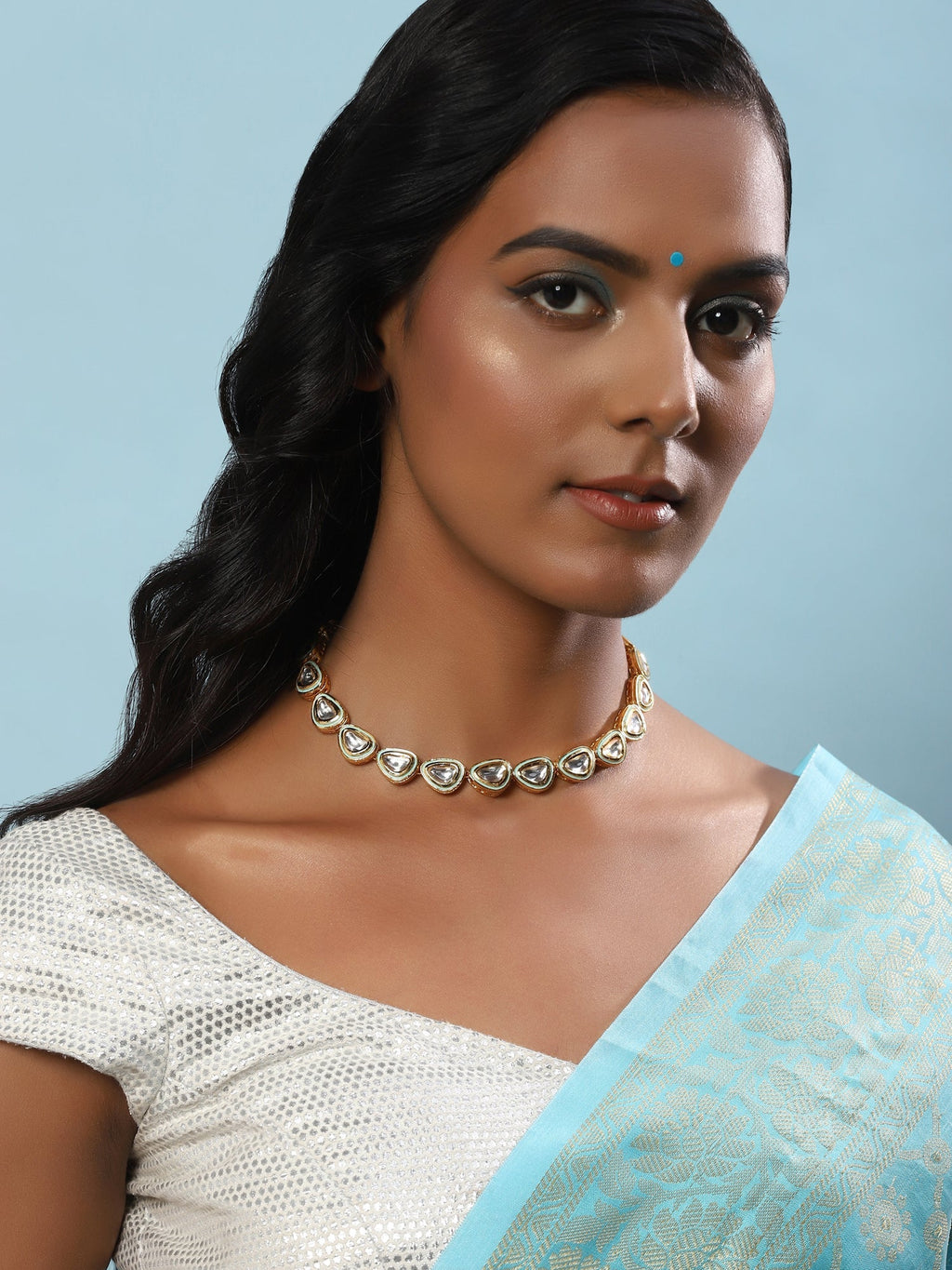 White Brass Gold-Polished Necklace - Ruby Raang | Grocsy