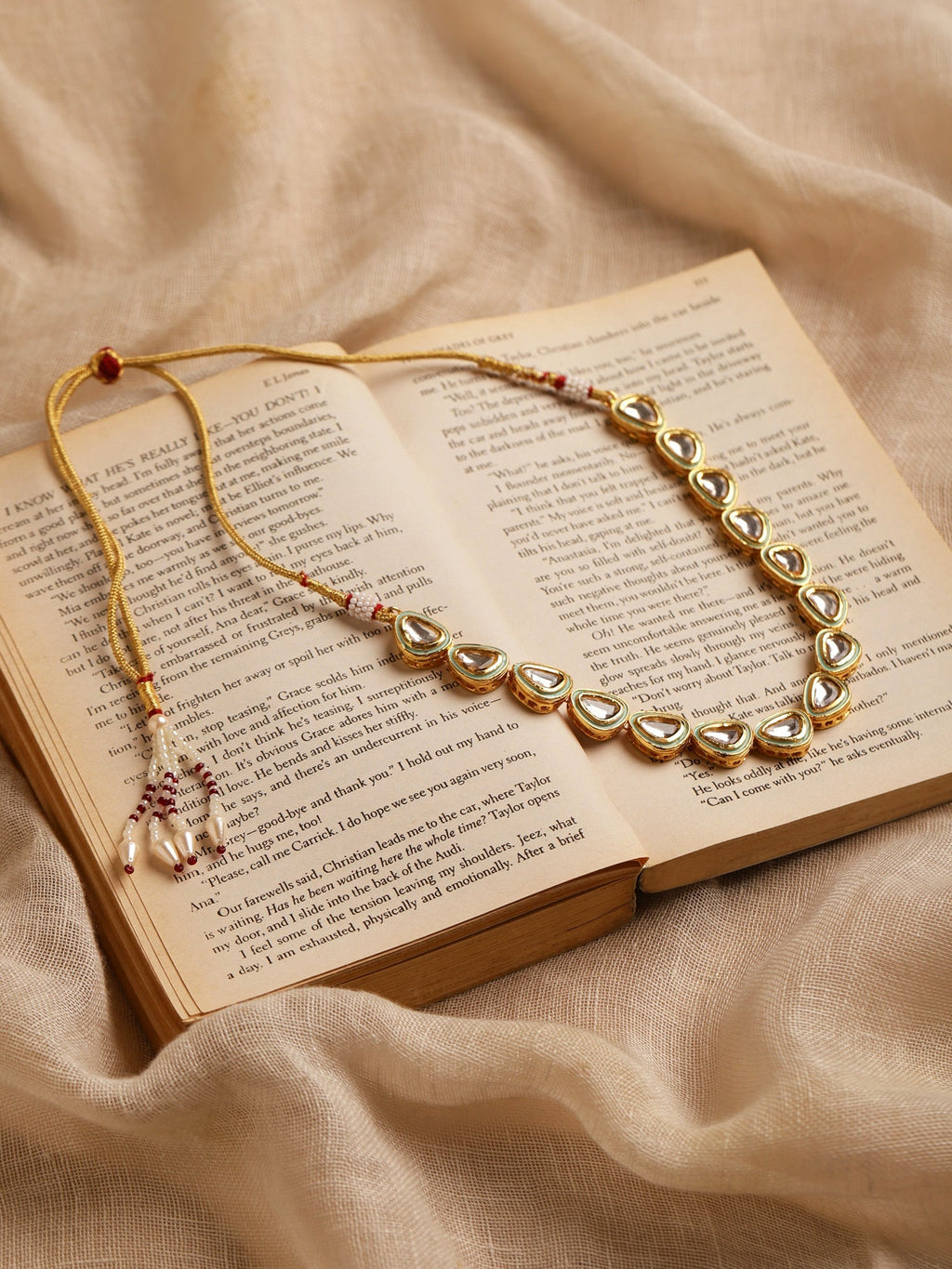 White Brass Gold-Polished Necklace - Ruby Raang | Grocsy