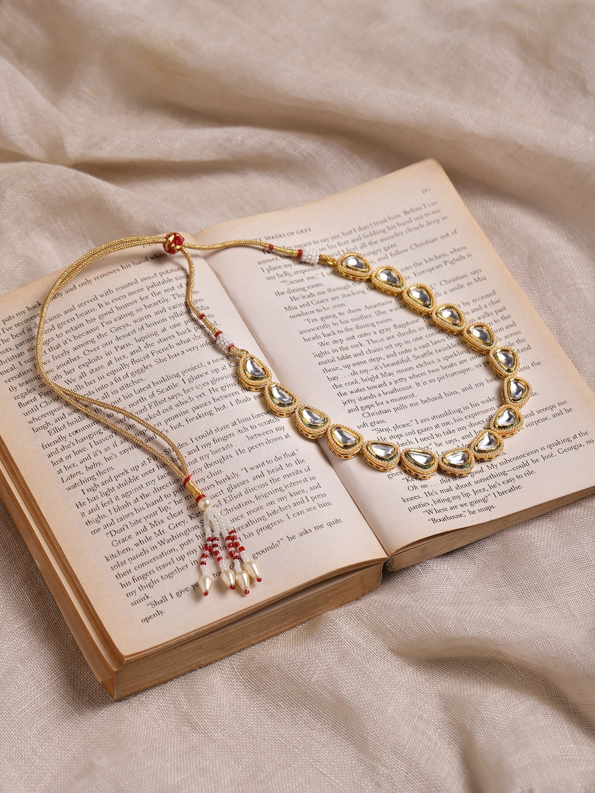 White Brass Gold-Polished Necklace - Ruby Raang | Grocsy