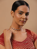 Women's Gold-Polished Kundan Studded Necklace - Ruby Raang | Grocsy