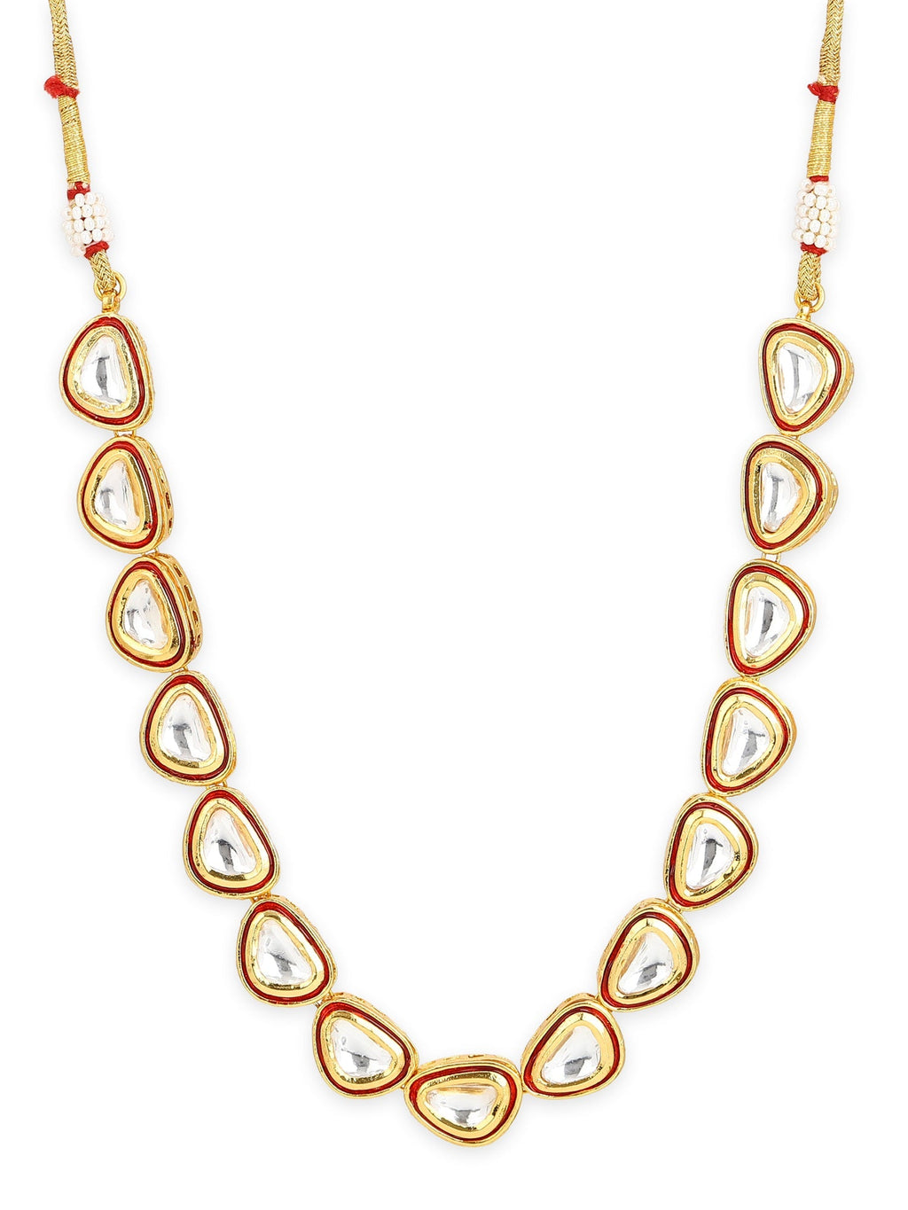 Women's Gold-Polished Kundan Studded Necklace - Ruby Raang | Grocsy