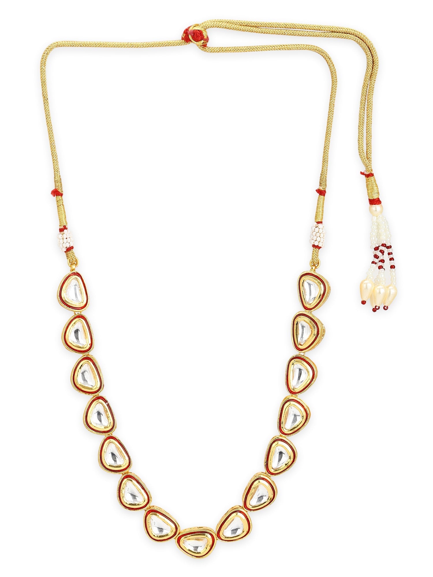 Women's Gold-Polished Kundan Studded Necklace - Ruby Raang | Grocsy