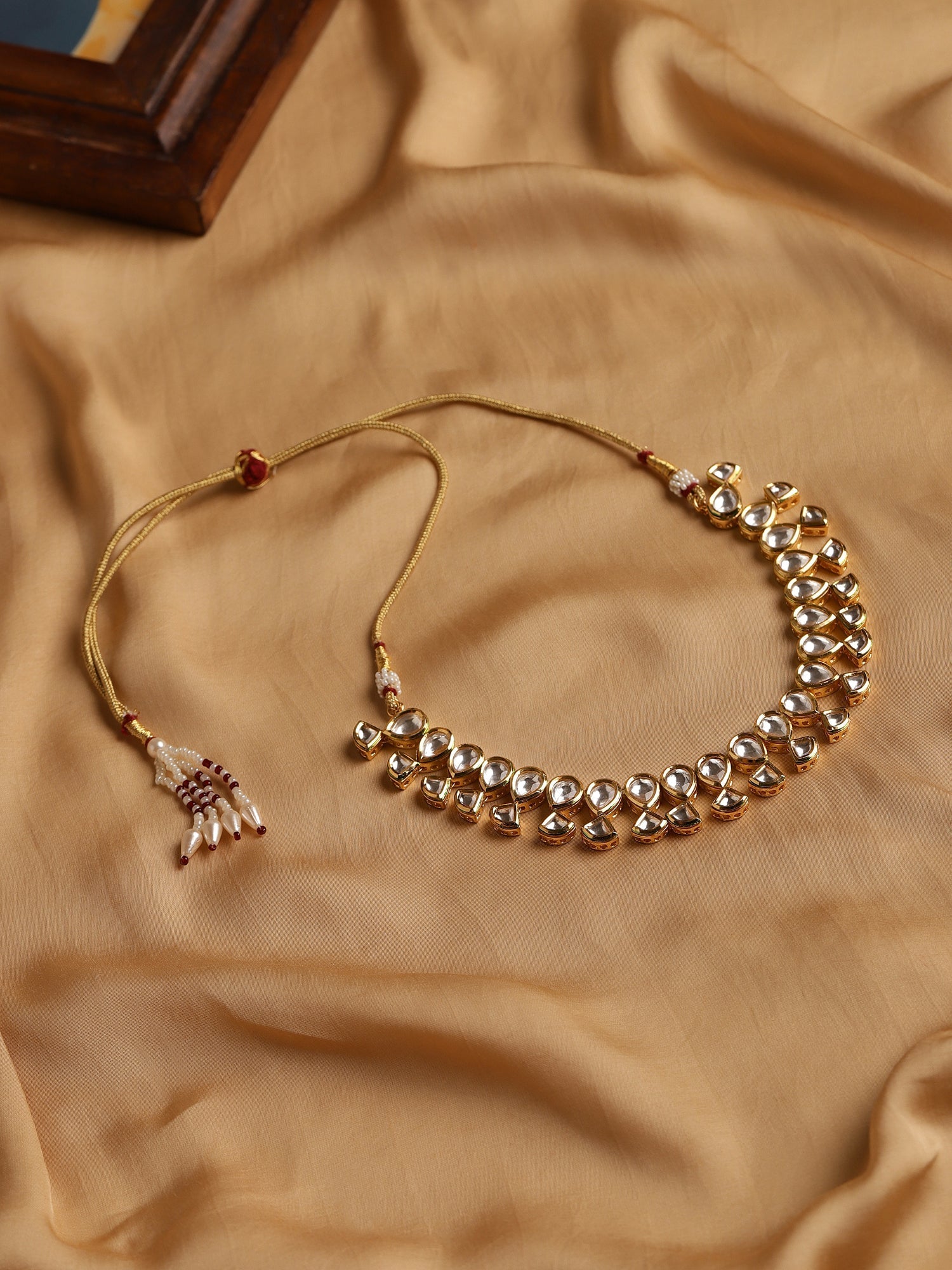 Gold-Toned White Brass Gold-Polished Handcrafted Necklace - Ruby Raang | Grocsy