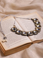 Silver-Toned Gold-Toned Brass Silver-Plated Handcrafted Necklace - Ruby Raang | Grocsy