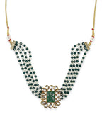 Gold-Polished Green Choker Necklace - Ruby Raang | Grocsy