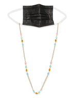 Gold-Polished Multicolored Beaded Mask Chain - Ruby Raang | Grocsy