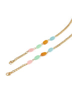 Gold-Polished Multicolored Beaded Mask Chain - Ruby Raang | Grocsy