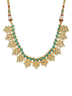 Gold-Toned Blue Brass Gold-Polished Necklace - Ruby Raang | Grocsy