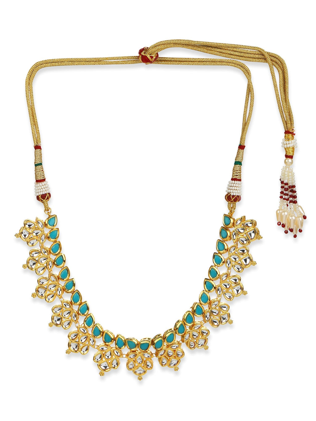Gold-Toned Blue Brass Gold-Polished Necklace - Ruby Raang | Grocsy