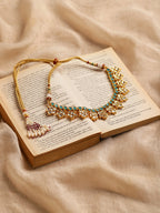 Gold-Toned Blue Brass Gold-Polished Necklace - Ruby Raang | Grocsy