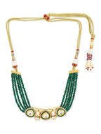 Gold-Polished Green Layered Necklace - Ruby Raang | Grocsy