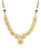 Gold-Polished White Studded Necklace - Ruby Raang | Grocsy