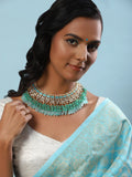 Women's Gold-Polished Kundan Studded Necklace - Ruby Raang | Grocsy
