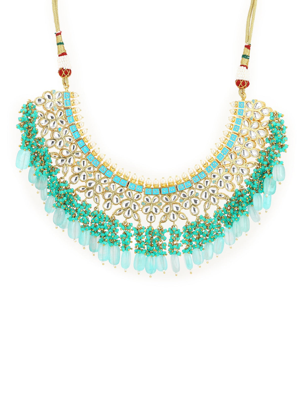 Women's Gold-Polished Kundan Studded Necklace - Ruby Raang | Grocsy