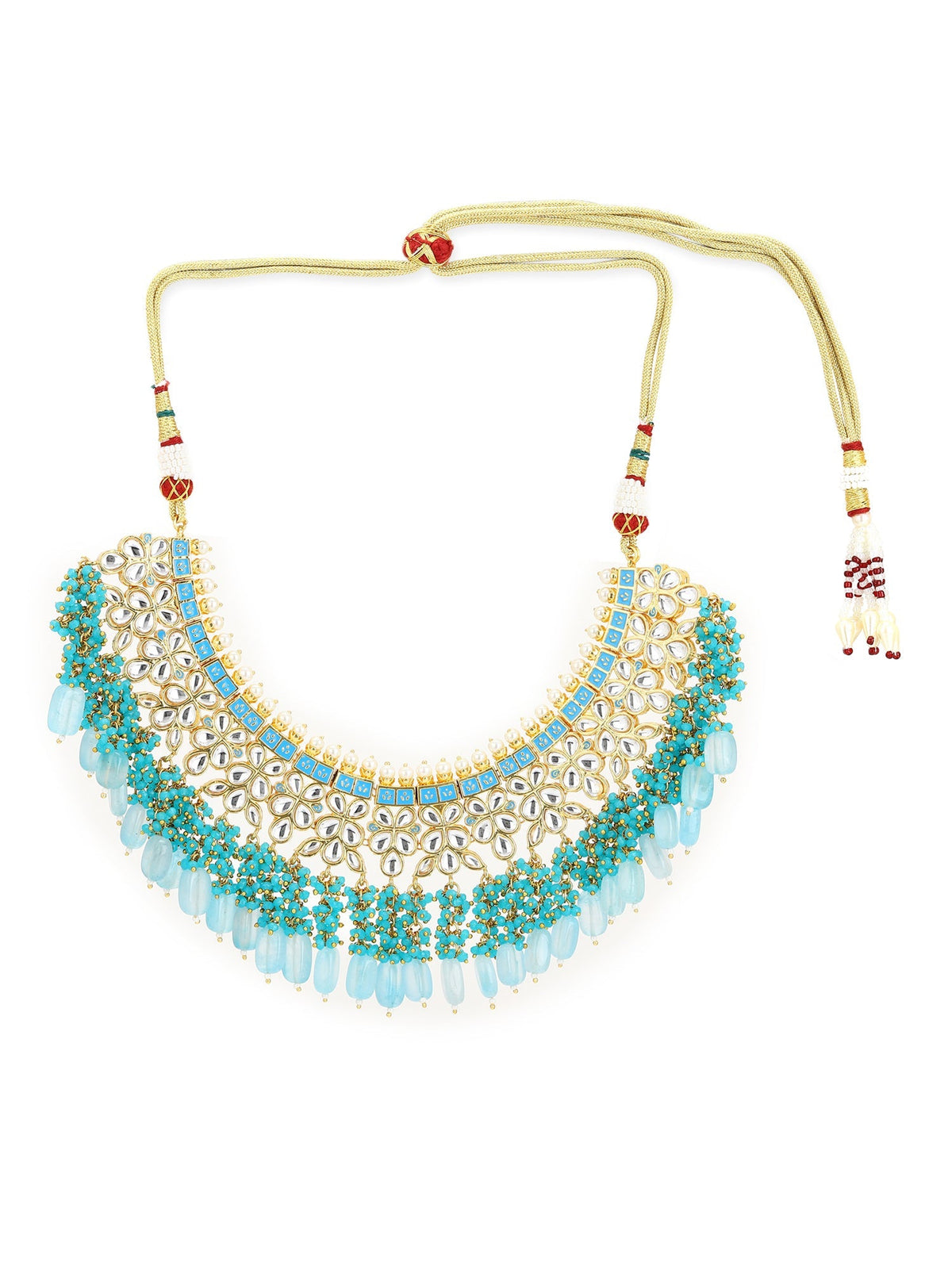 Women's Gold-Polished Kundan Studded Necklace - Ruby Raang | Grocsy