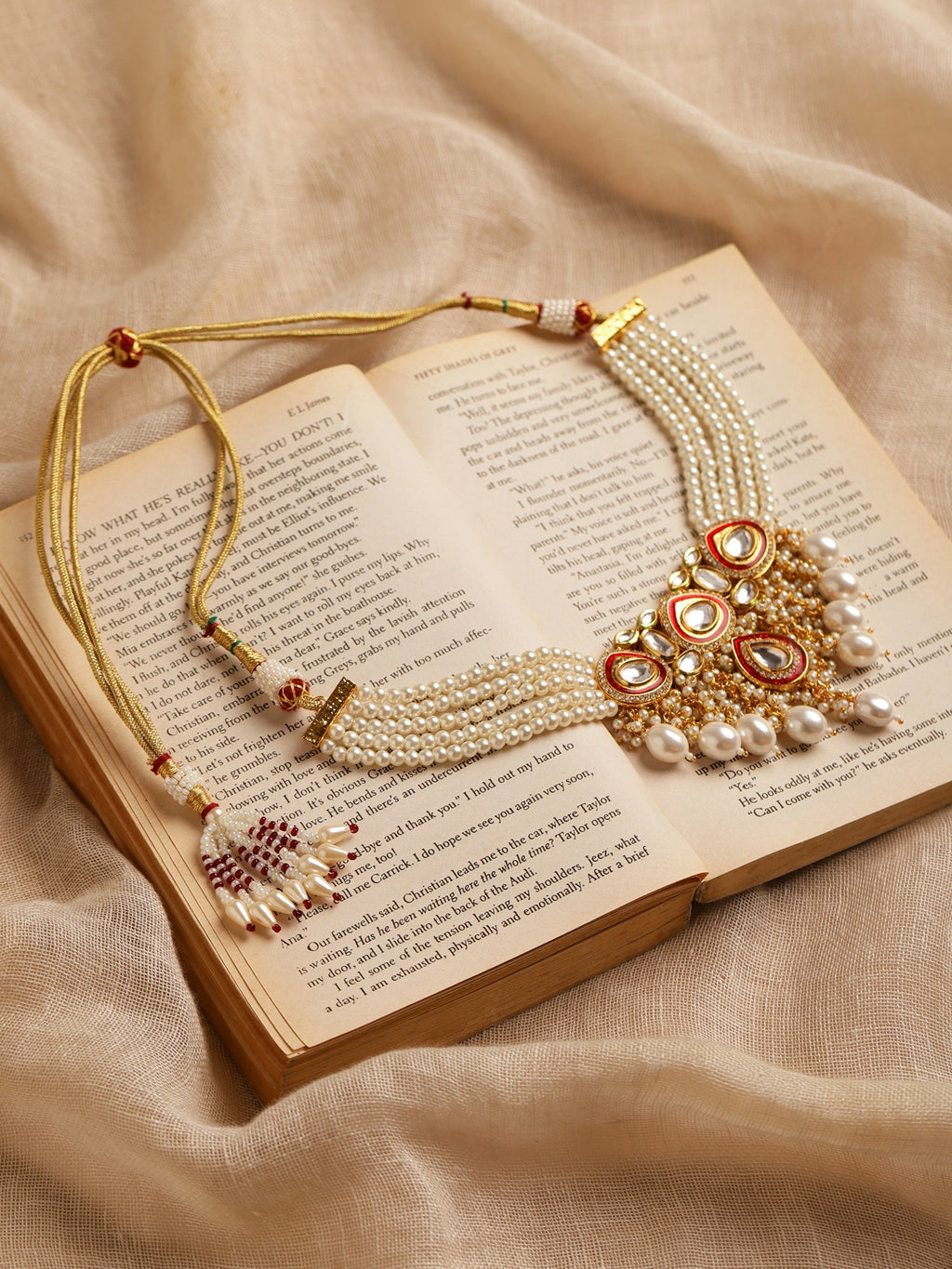 White Brass Gold-Polished Necklace - Ruby Raang | Grocsy