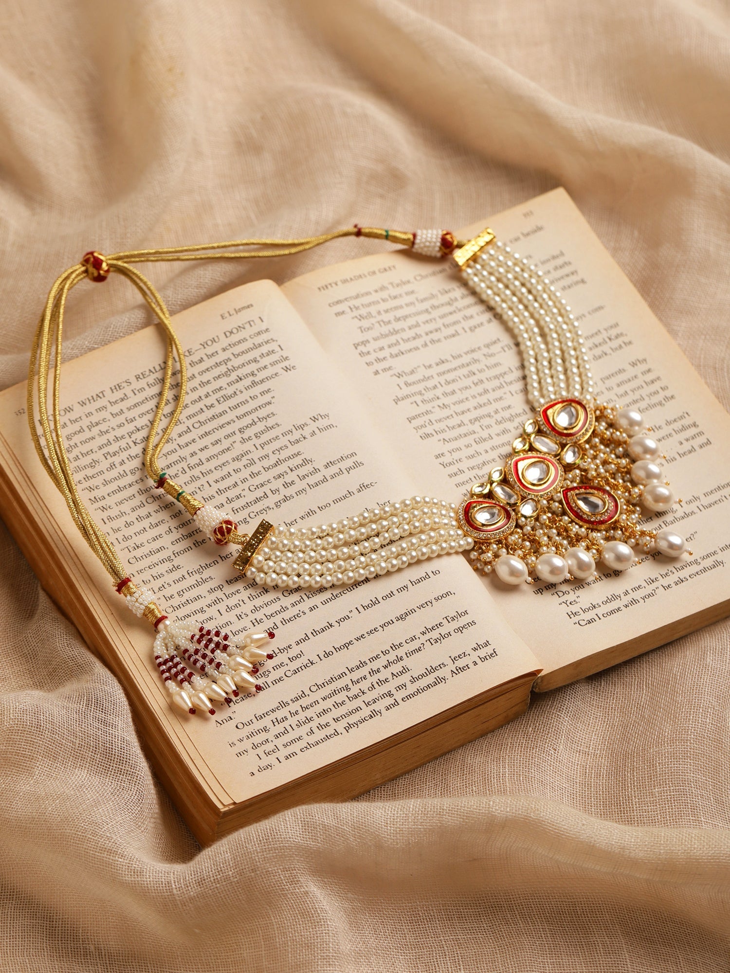White Brass Gold-Polished Necklace - Ruby Raang | Grocsy