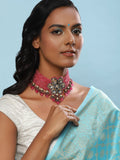 Pink Brass Silver-Plated Necklace - Ruby Raang | Grocsy