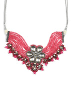 Pink Brass Silver-Plated Necklace - Ruby Raang | Grocsy