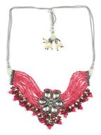 Pink Brass Silver-Plated Necklace - Ruby Raang | Grocsy